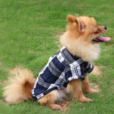 2020 New Pet Fashion Puppy Dog Cat Plaid Stripe T Shirt Grid Costumes Autumn Clothes Jacket Coats