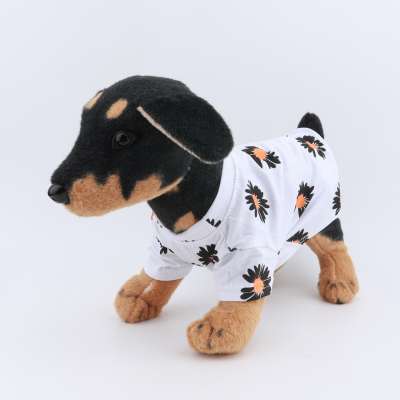 Dog Shirt Summer Little Daisy Pet Clothes Black-and-White Polyester Printed Shirts In Dog Clothing Teddy Bulldog